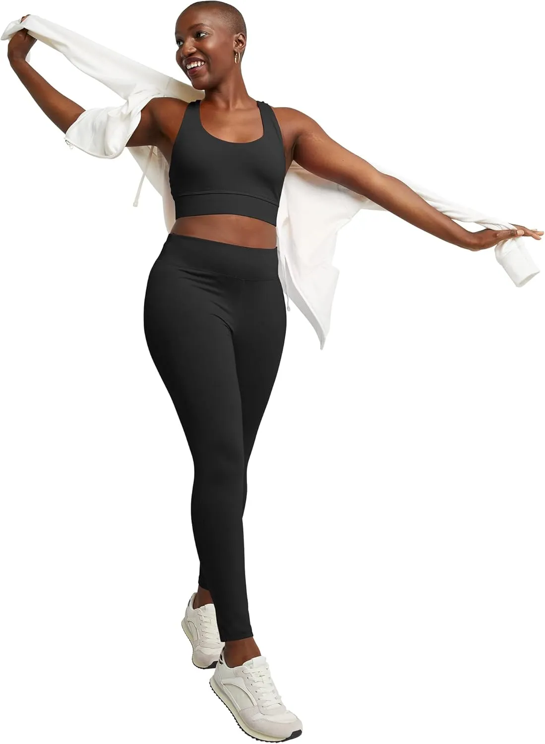 Hanes Women's Leggings, Ankle-Length Leggings for Women, Stretch Cotton-Spandex Leggings, High Waist, 27"