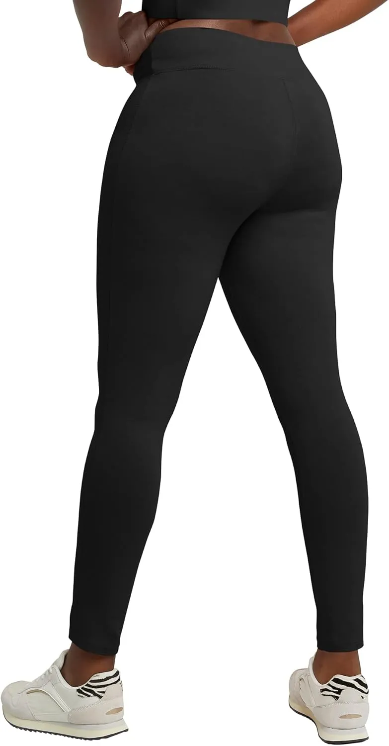 Hanes Women's Leggings, Ankle-Length Leggings for Women, Stretch Cotton-Spandex Leggings, High Waist, 27"