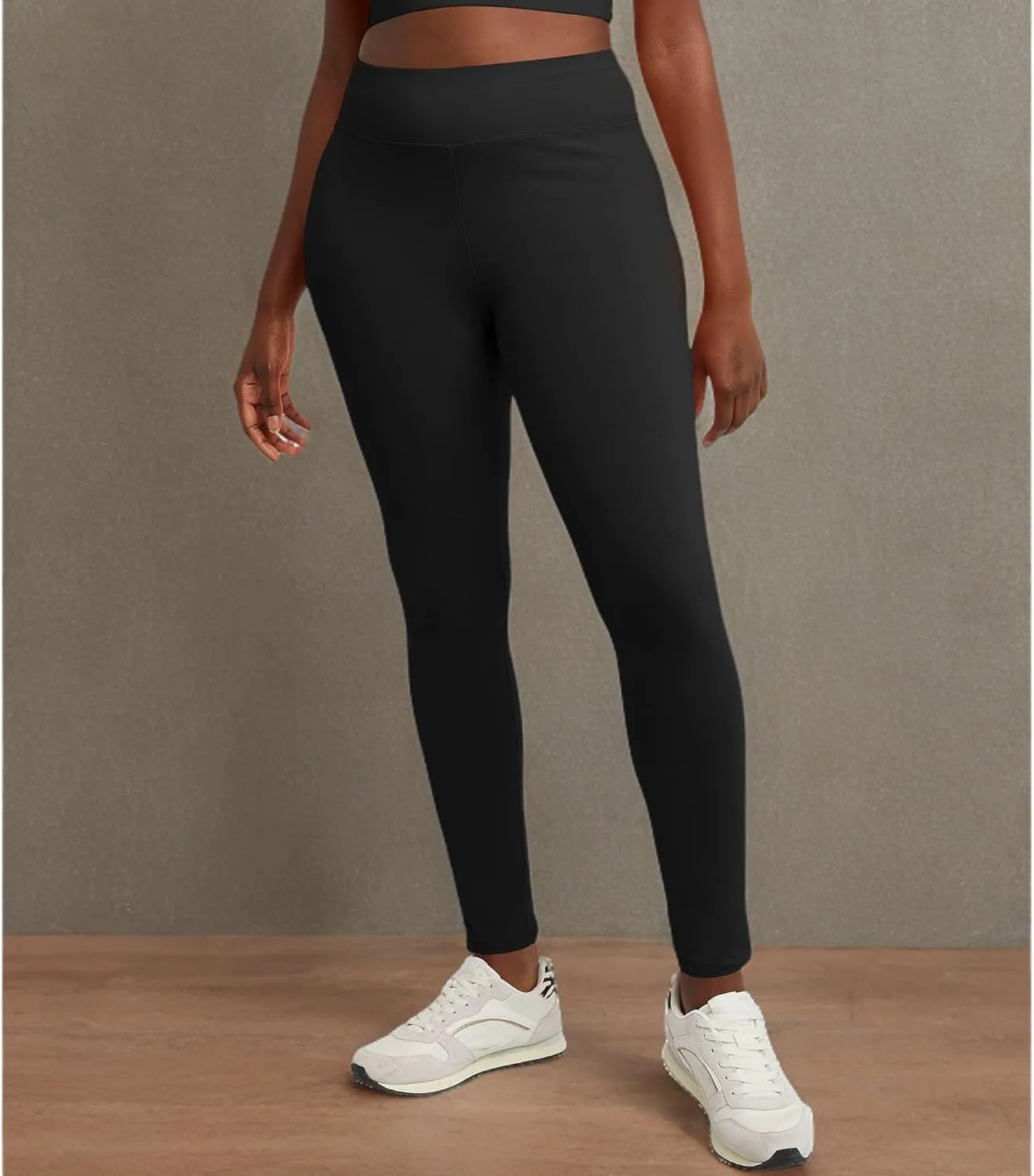 Hanes Women's Leggings, Ankle-Length Leggings for Women, Stretch Cotton-Spandex Leggings, High Waist, 27"