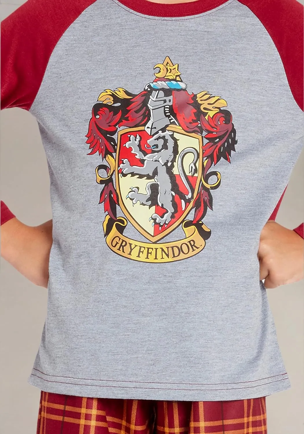 Harry Potter Pajamas Little And Big Boys' Raglan Shirt And Pants Sleepwear Set- (Gryffindor, Large, 10/12)