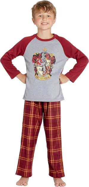 Harry Potter Pajamas Little And Big Boys' Raglan Shirt And Pants Sleepwear Set- (Gryffindor, Large, 10/12)