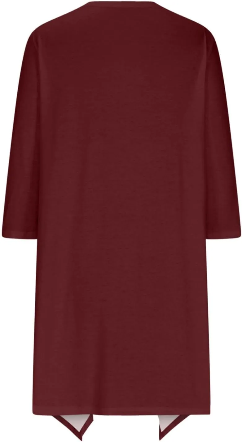 HGps8w Women's Mid-Long Lightweight Open Front Cardigans Soft Draped 3/4 Sleeve Cardigan Casual Summer Coverups