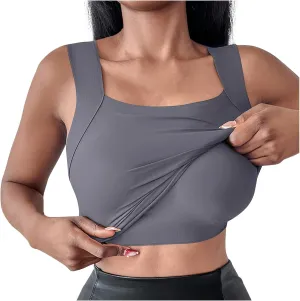 HGps8w Women's Tank Tops with Built in Bras - Seamless Summer Sleeveless Basic Padded Camisole Soft Modal Workout Yoga Shirts