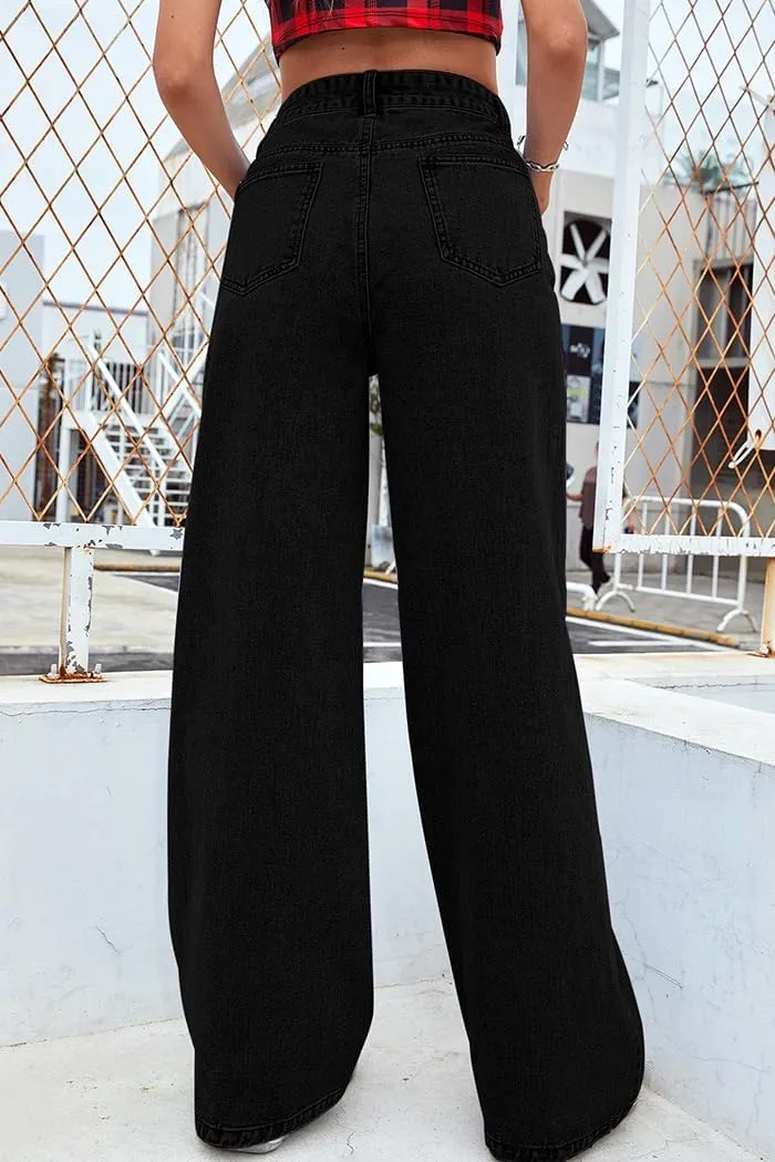 High Waist Jeans for Women Wide Leg Straight Boyfriend Denim Pants Baggy Casual Trendy Jeans Trousers