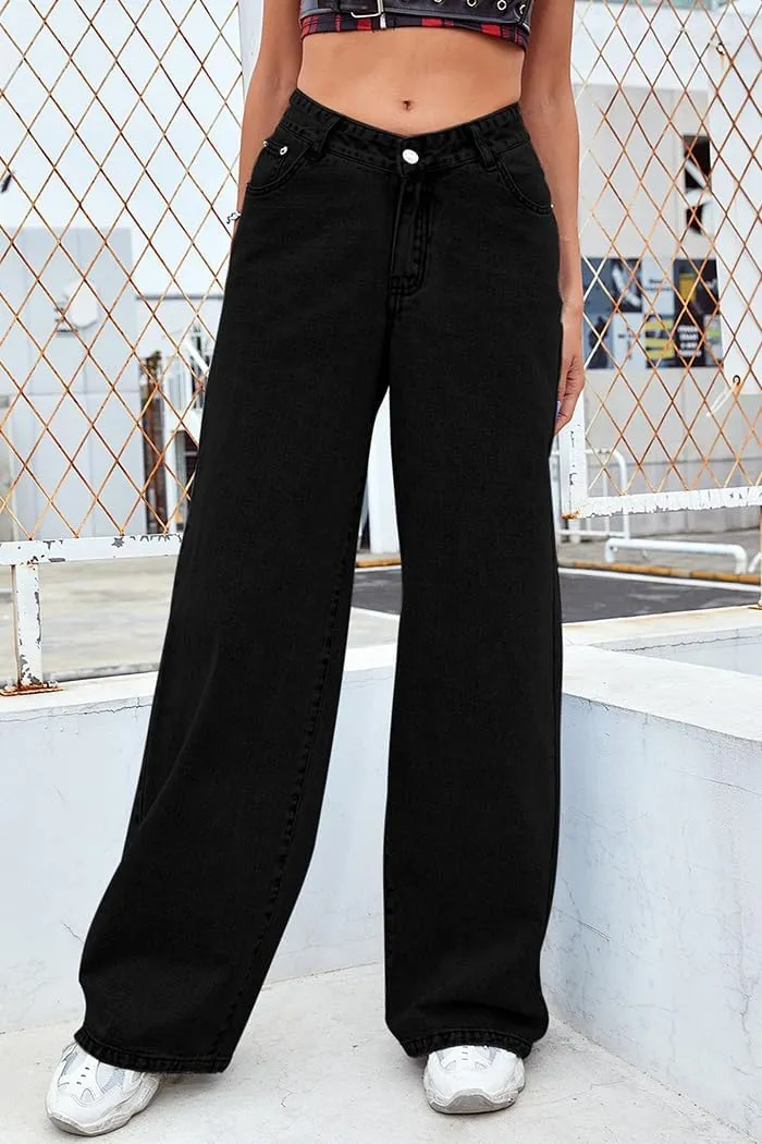 High Waist Jeans for Women Wide Leg Straight Boyfriend Denim Pants Baggy Casual Trendy Jeans Trousers