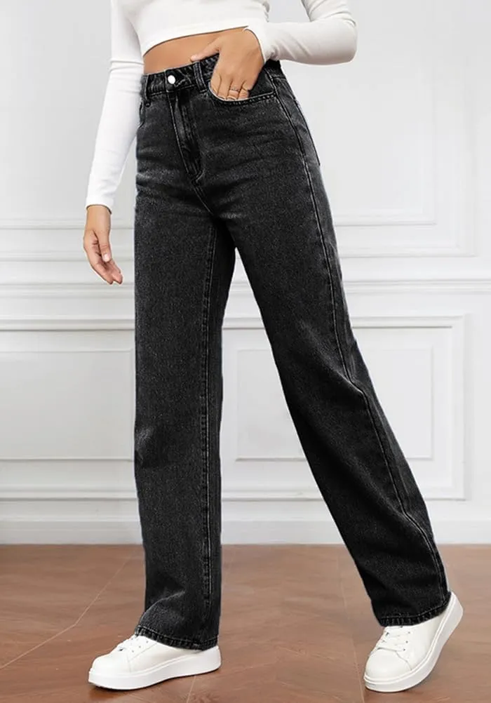 High Waist Jeans for Women Wide Leg Straight Boyfriend Denim Pants Baggy Casual Trendy Jeans Trousers