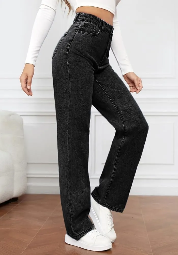 High Waist Jeans for Women Wide Leg Straight Boyfriend Denim Pants Baggy Casual Trendy Jeans Trousers