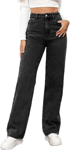 High Waist Jeans for Women Wide Leg Straight Boyfriend Denim Pants Baggy Casual Trendy Jeans Trousers