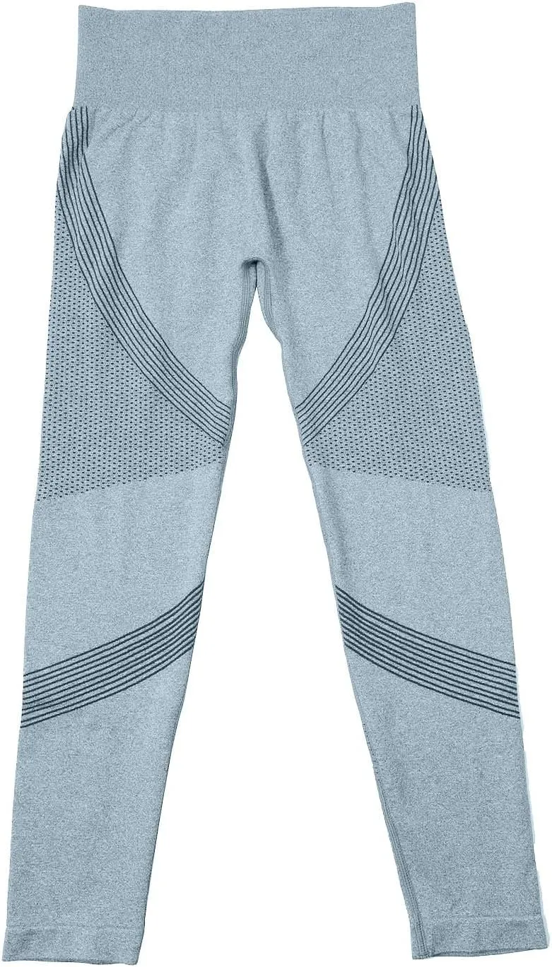 High Waist Knit Seamless Yoga Pants for Women Striped Ruched Butt Lifting Tights Breathable Outdoor Running Fitness Leggings