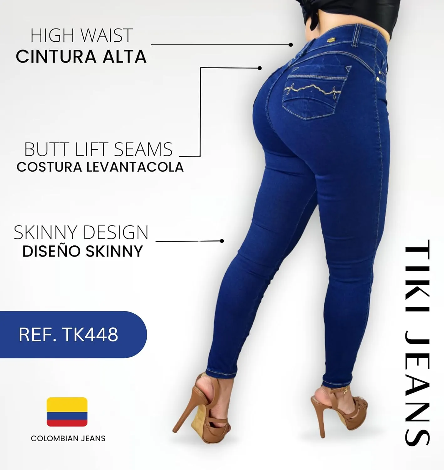 High Waisted Butt Lifting Jeans for Women | Jeans Levantacola para Mujeres | Colombian Jeans - TK448