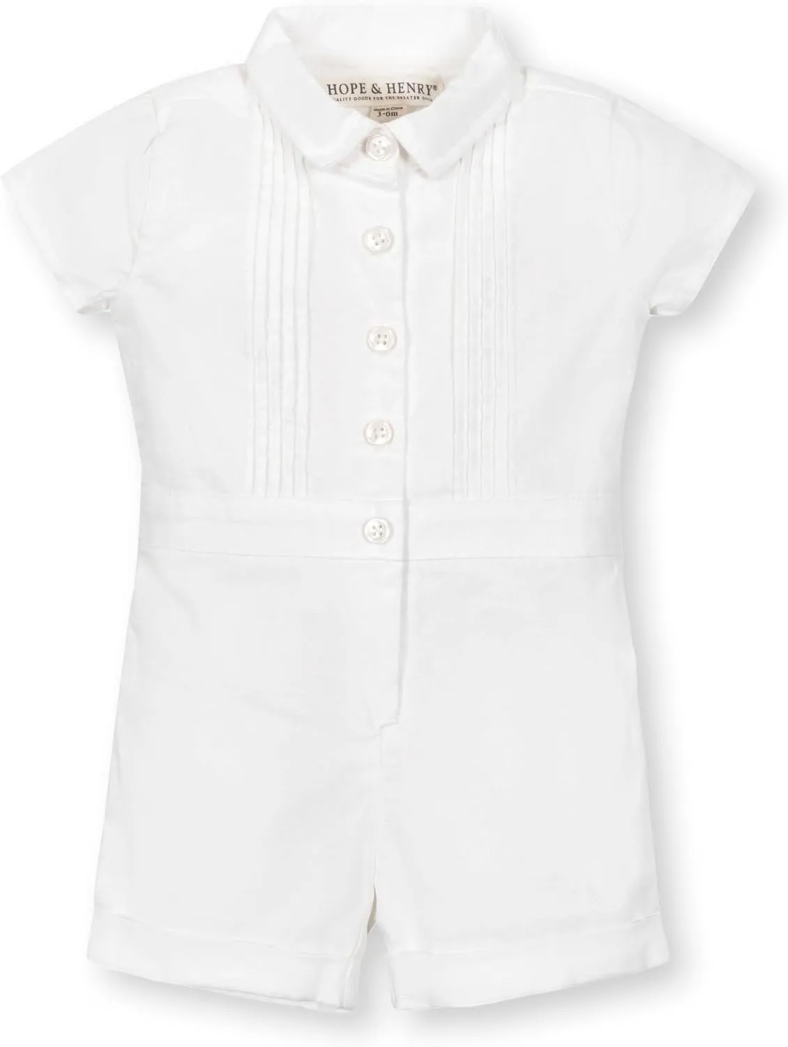 Hope & Henry Layette Organic Cotton Woven Button Front Romper