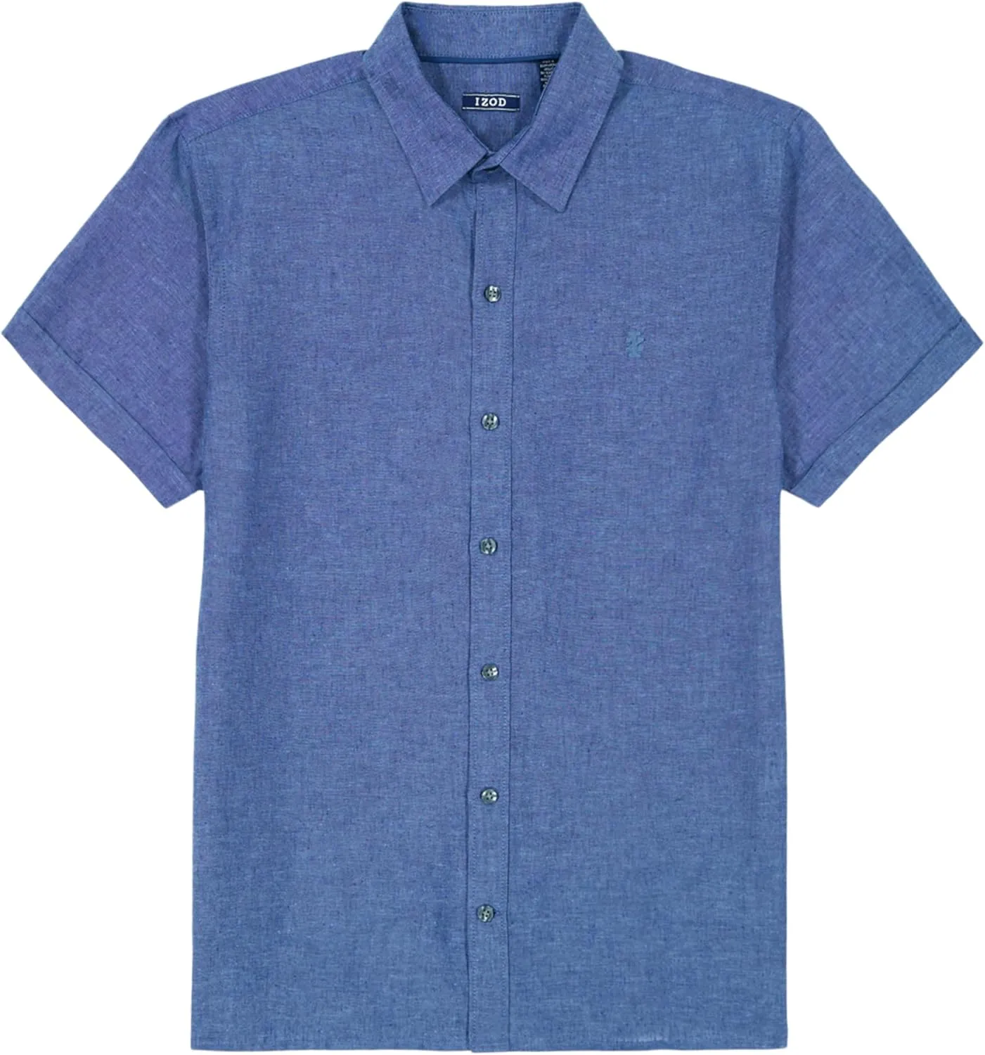 IZOD Men's Big and Tall Linen Button Down Short Sleeve Shirt
