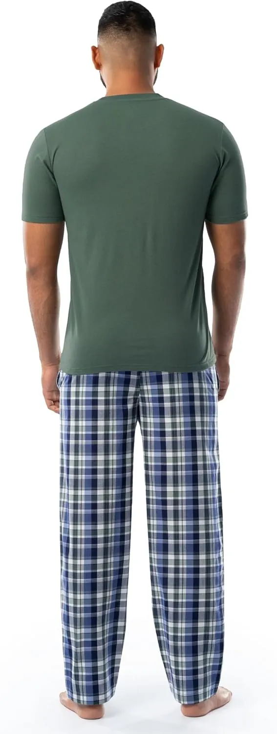 IZOD Men's Short Sleeve Jersey Top and Printed Pants Pajama Sleep Set