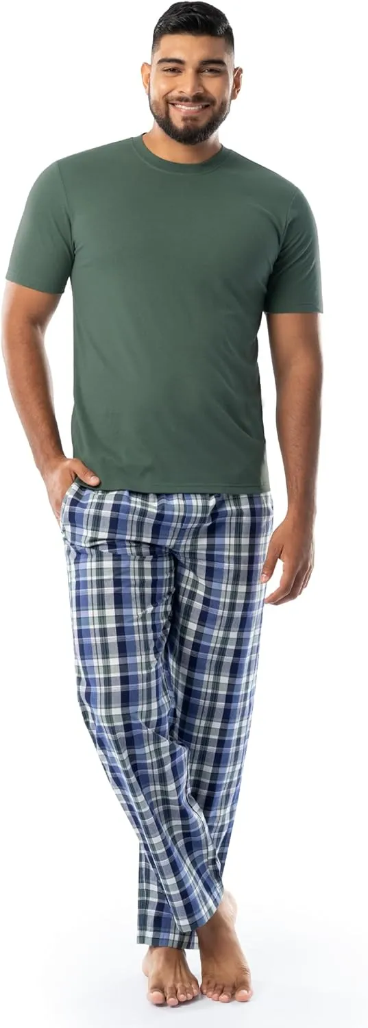 IZOD Men's Short Sleeve Jersey Top and Printed Pants Pajama Sleep Set