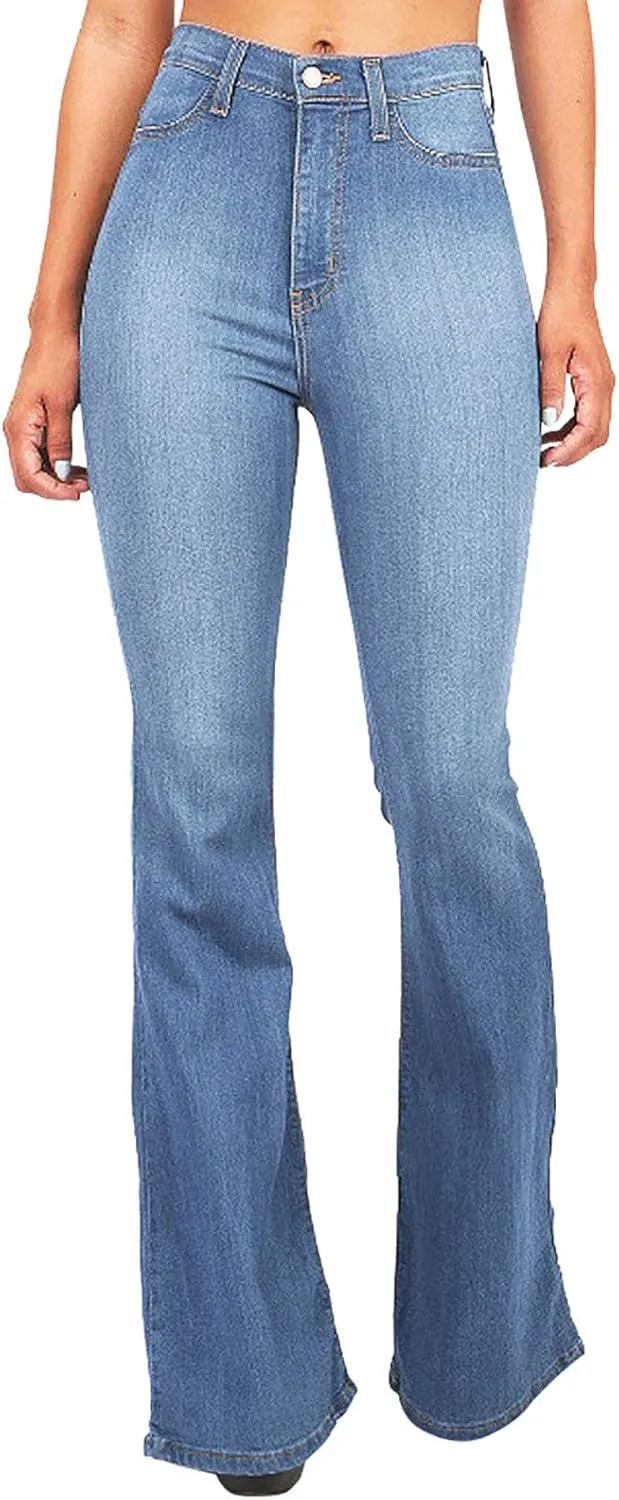 Jeans for Women Casual High Waisted Jeans Stretch Wide Leg Loose Denim Pants with Pockets