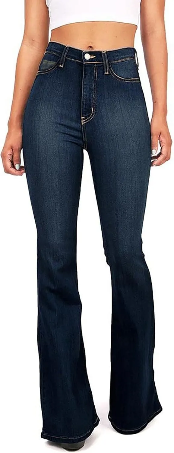Jeans for Women Casual High Waisted Jeans Stretch Wide Leg Loose Denim Pants with Pockets