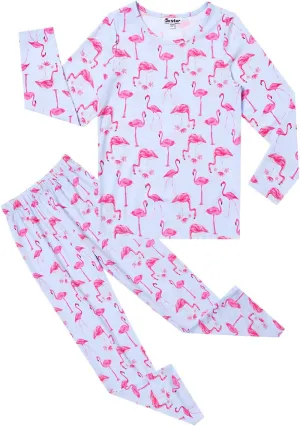 Jxstar Girls Pajamas Pjs Set Flutter Sleeve Sleepwear Kids Fall Winter Cotton Night Clothes
