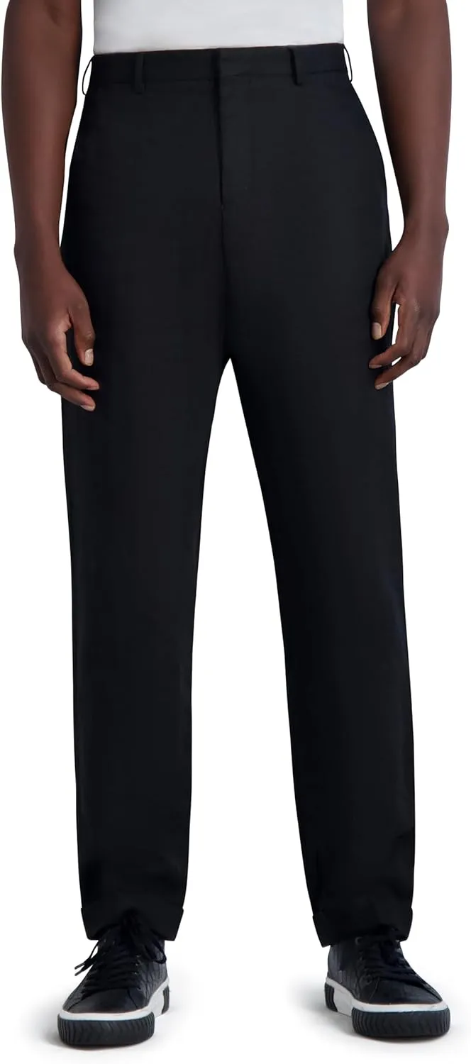 Karl Lagerfeld Paris Men's Linen Blend Dress Pant, Black