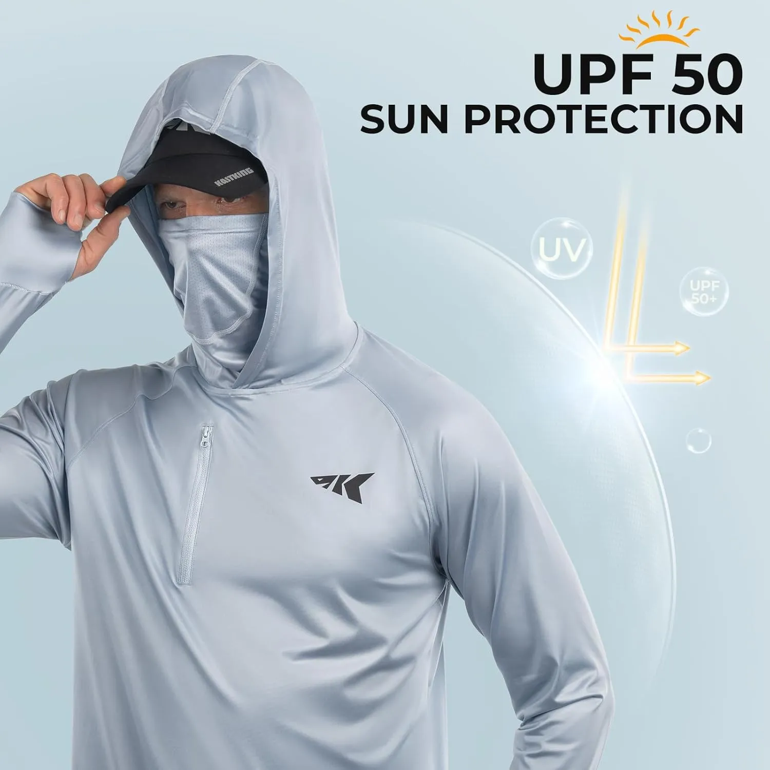 KastKing Sun Tamer Performance Fishing Hoodie, UPF 50 Sun Protection Shirt, Built-in Neck Gaiter, HYDROCOOLING Cooling Fabric
