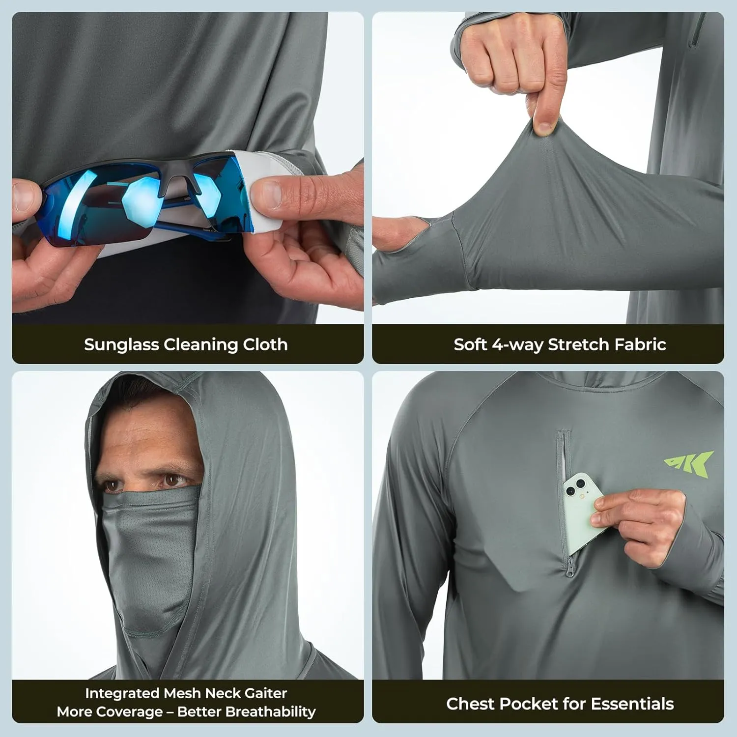 KastKing Sun Tamer Performance Fishing Hoodie, UPF 50 Sun Protection Shirt, Built-in Neck Gaiter, HYDROCOOLING Cooling Fabric