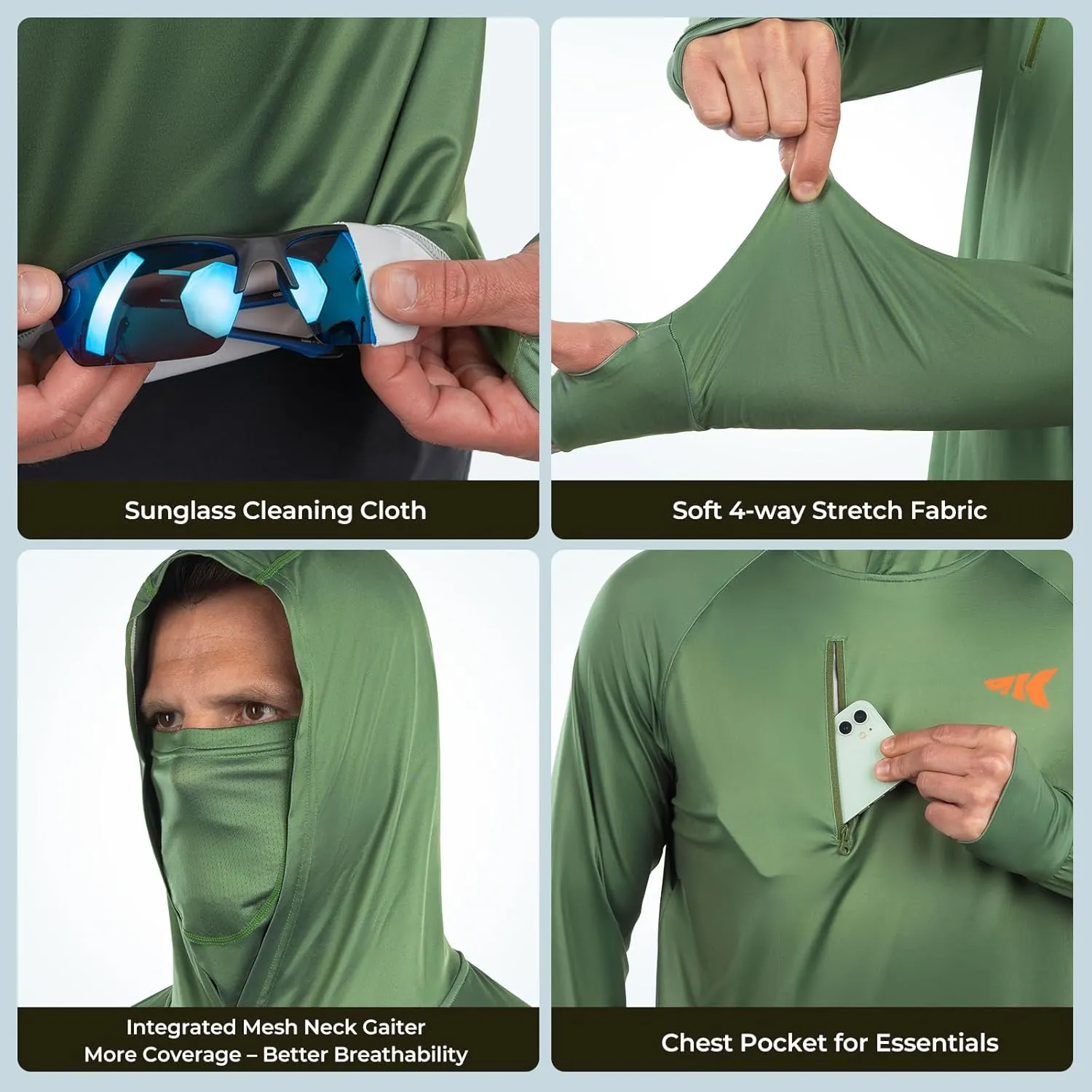 KastKing Sun Tamer Performance Fishing Hoodie, UPF 50 Sun Protection Shirt, Built-in Neck Gaiter, HYDROCOOLING Cooling Fabric