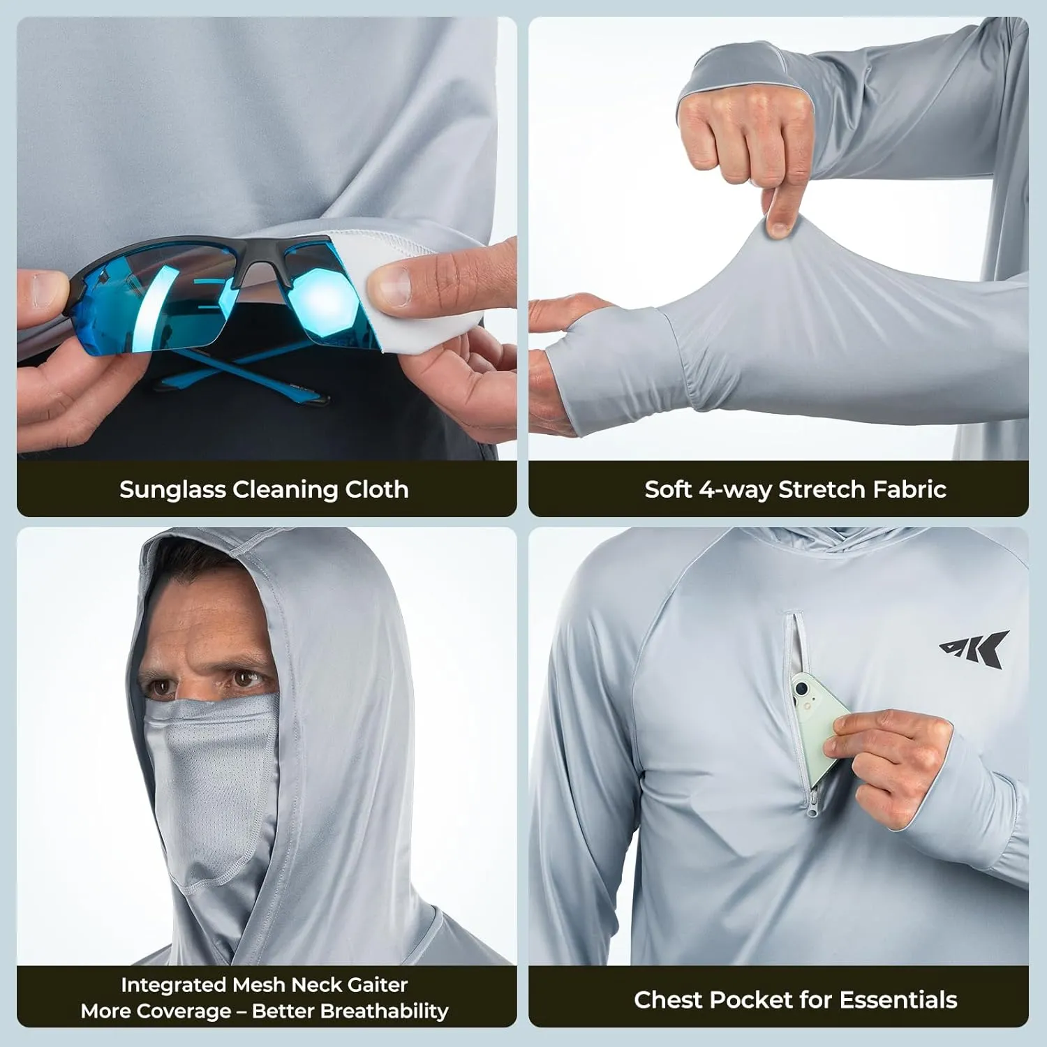 KastKing Sun Tamer Performance Fishing Hoodie, UPF 50 Sun Protection Shirt, Built-in Neck Gaiter, HYDROCOOLING Cooling Fabric
