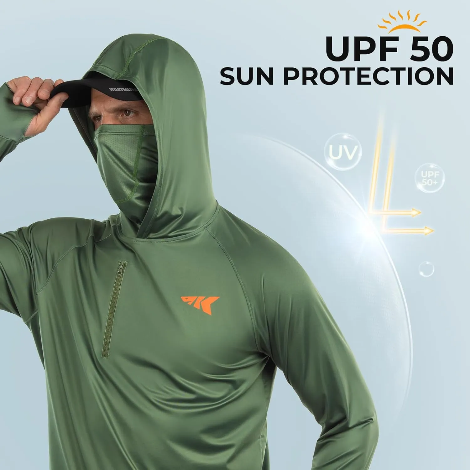 KastKing Sun Tamer Performance Fishing Hoodie, UPF 50 Sun Protection Shirt, Built-in Neck Gaiter, HYDROCOOLING Cooling Fabric