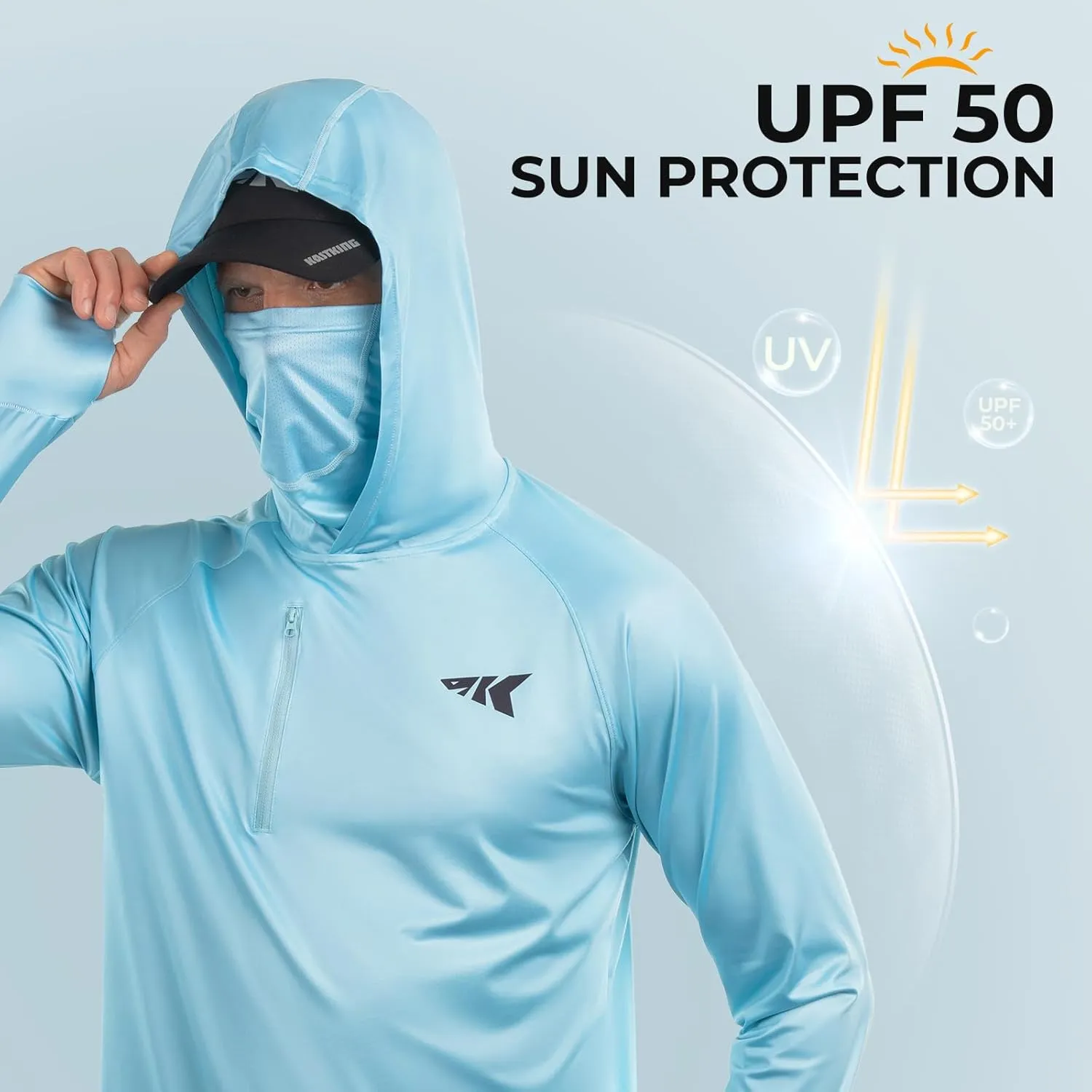 KastKing Sun Tamer Performance Fishing Hoodie, UPF 50 Sun Protection Shirt, Built-in Neck Gaiter, HYDROCOOLING Cooling Fabric