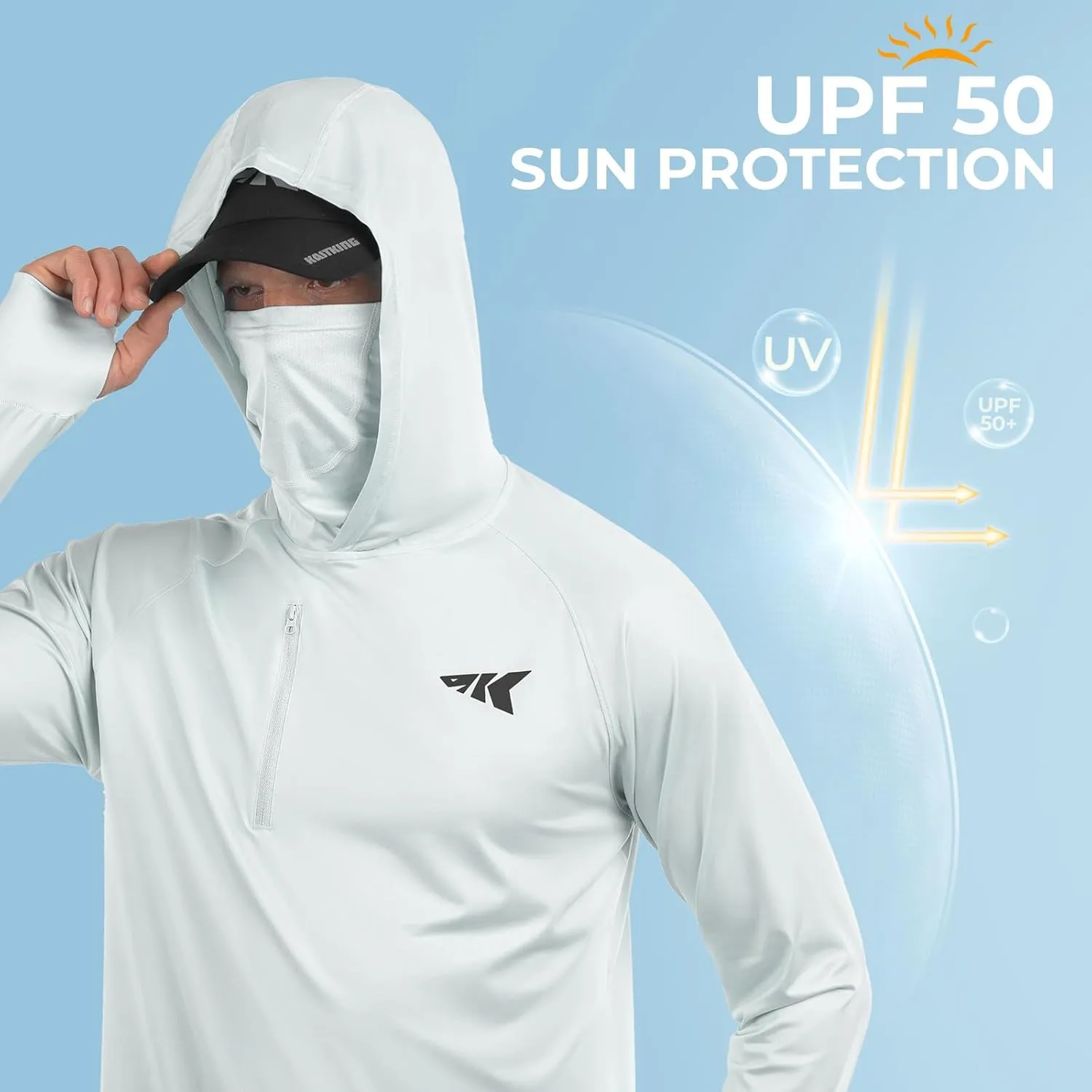 KastKing Sun Tamer Performance Fishing Hoodie, UPF 50 Sun Protection Shirt, Built-in Neck Gaiter, HYDROCOOLING Cooling Fabric
