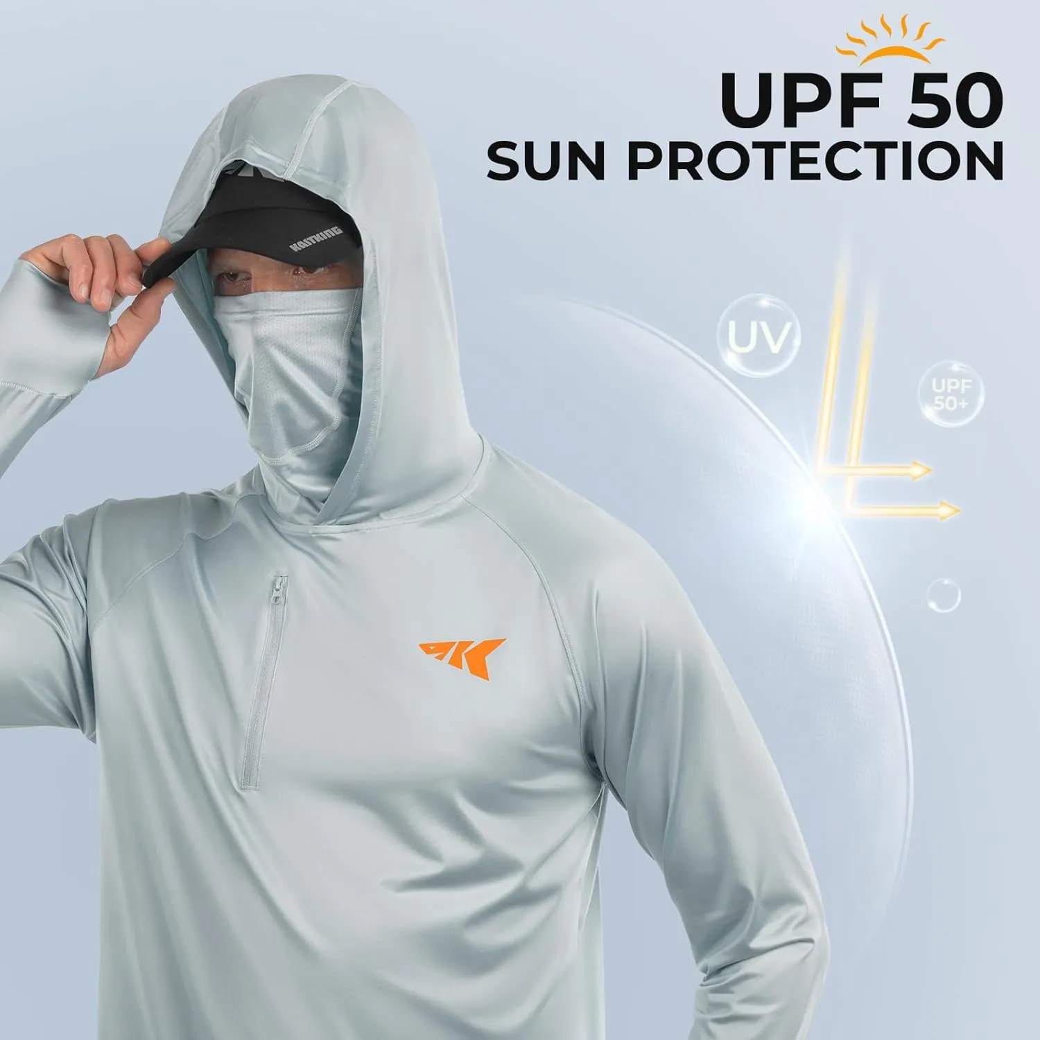 KastKing Sun Tamer Performance Fishing Hoodie, UPF 50 Sun Protection Shirt, Built-in Neck Gaiter, HYDROCOOLING Cooling Fabric