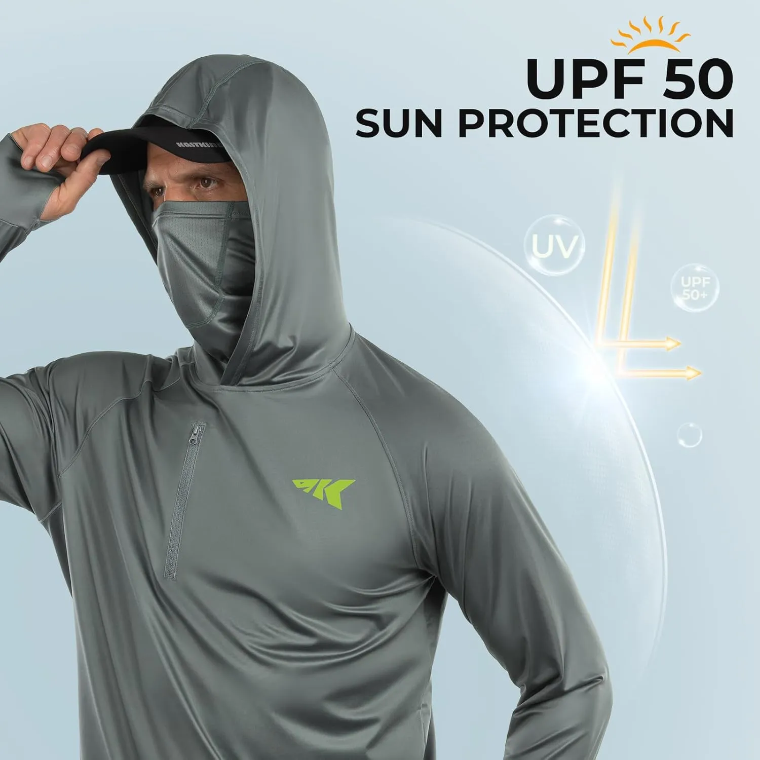 KastKing Sun Tamer Performance Fishing Hoodie, UPF 50 Sun Protection Shirt, Built-in Neck Gaiter, HYDROCOOLING Cooling Fabric