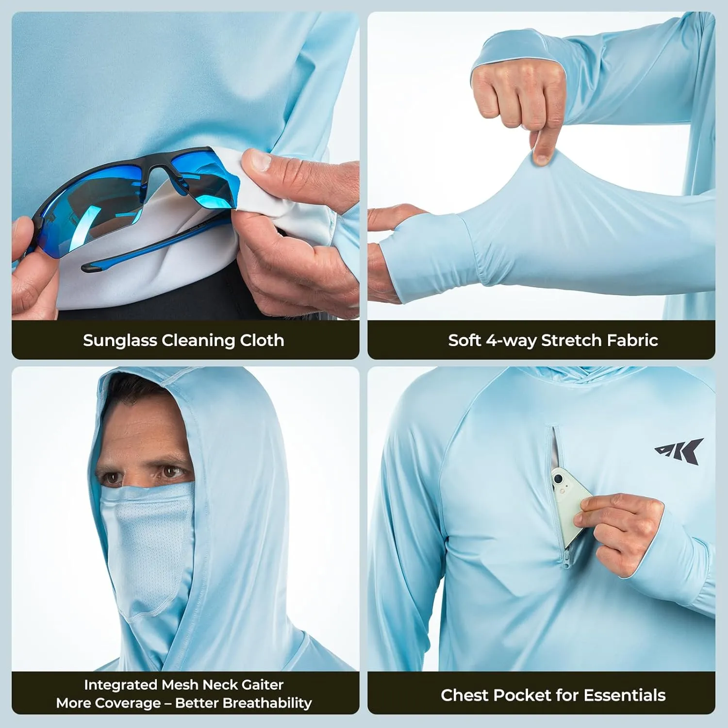 KastKing Sun Tamer Performance Fishing Hoodie, UPF 50 Sun Protection Shirt, Built-in Neck Gaiter, HYDROCOOLING Cooling Fabric