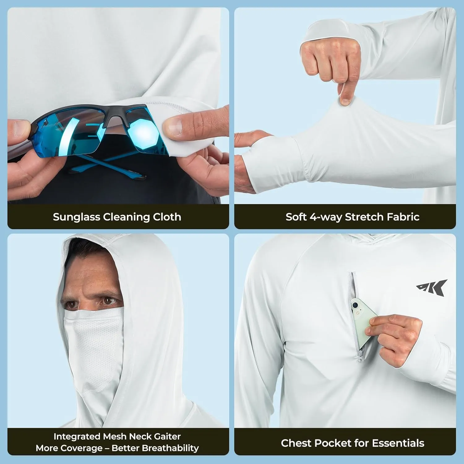 KastKing Sun Tamer Performance Fishing Hoodie, UPF 50 Sun Protection Shirt, Built-in Neck Gaiter, HYDROCOOLING Cooling Fabric
