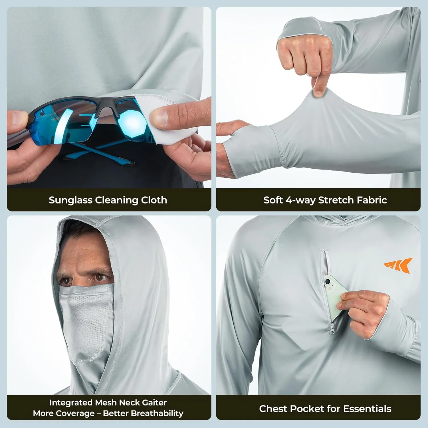 KastKing Sun Tamer Performance Fishing Hoodie, UPF 50 Sun Protection Shirt, Built-in Neck Gaiter, HYDROCOOLING Cooling Fabric