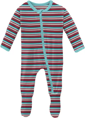 KicKee Holiday Theme Zipper Footie – Festive Viscose from Bamboo Baby Pajamas – One-Piece Sleepwear for Winter Nights