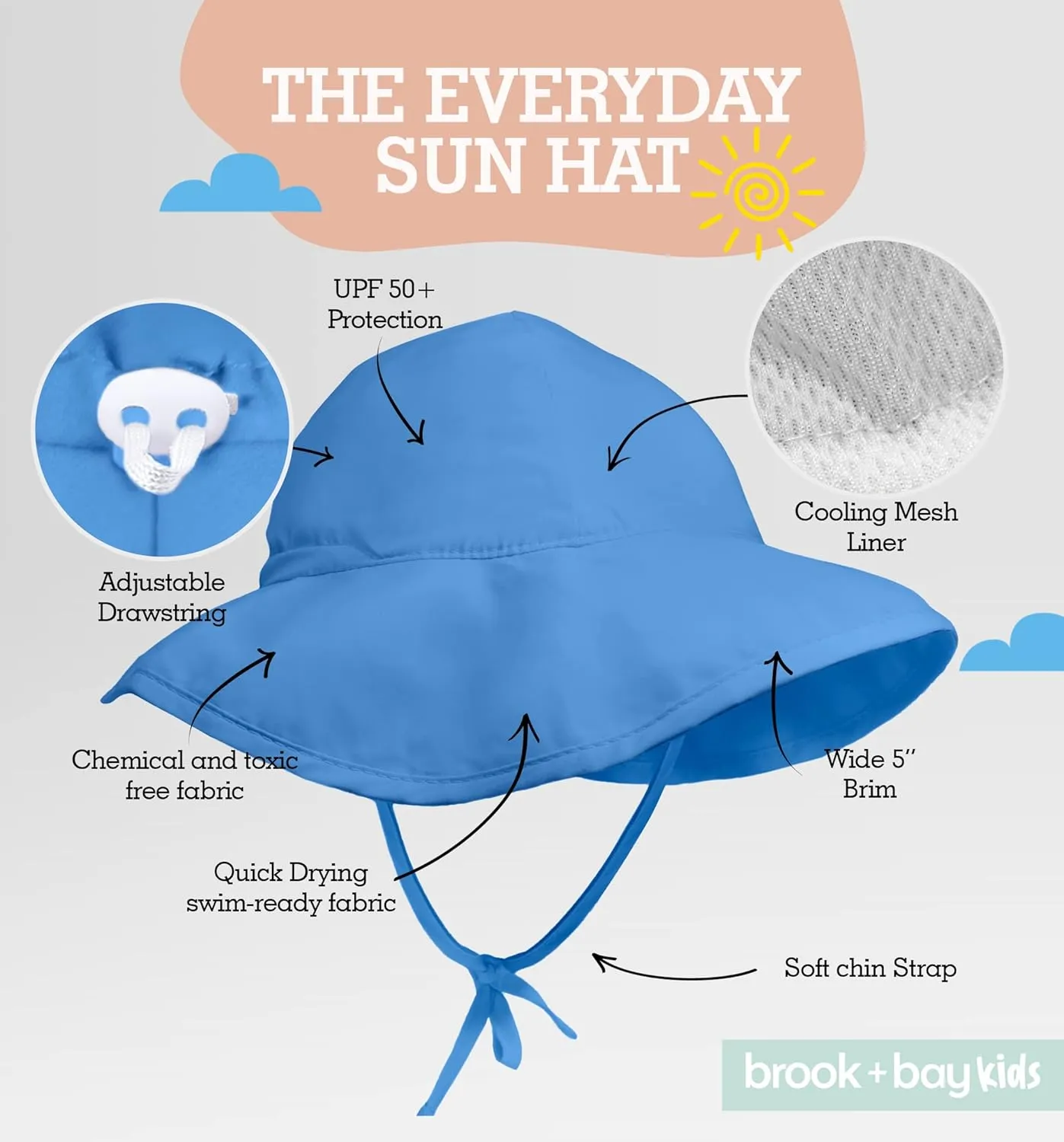 Kids Sun Hat - Toddler Beach Hat, Girls Sun Hat, Sun Hat Toddler, Kids Beach Hat - Kids Sun Hat Boys & Girls with Wide Brim