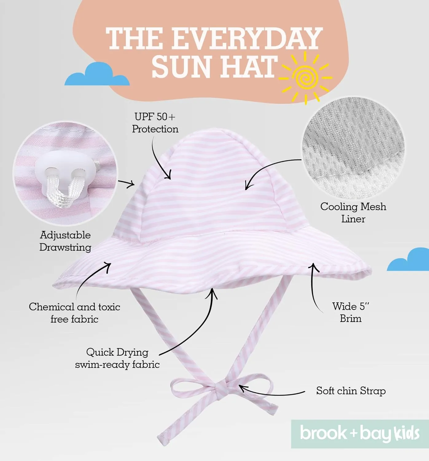 Kids Sun Hat - Toddler Beach Hat, Girls Sun Hat, Sun Hat Toddler, Kids Beach Hat - Kids Sun Hat Boys & Girls with Wide Brim
