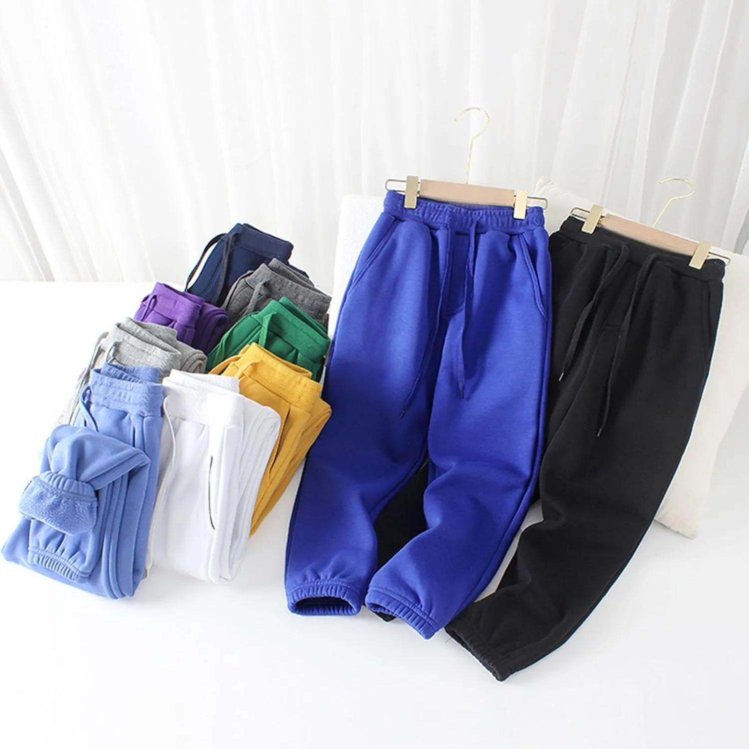Kids Unisex Cotton Sweatpants Drawstring Plain Jogger Pants for Boys Girls Soft Pull-on Athletic Bottom Baby Boys Pants