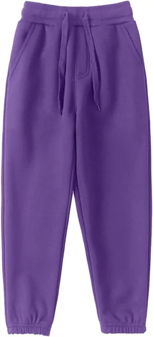 Kids Unisex Cotton Sweatpants Drawstring Plain Jogger Pants for Boys Girls Soft Pull-on Athletic Bottom Baby Boys Pants