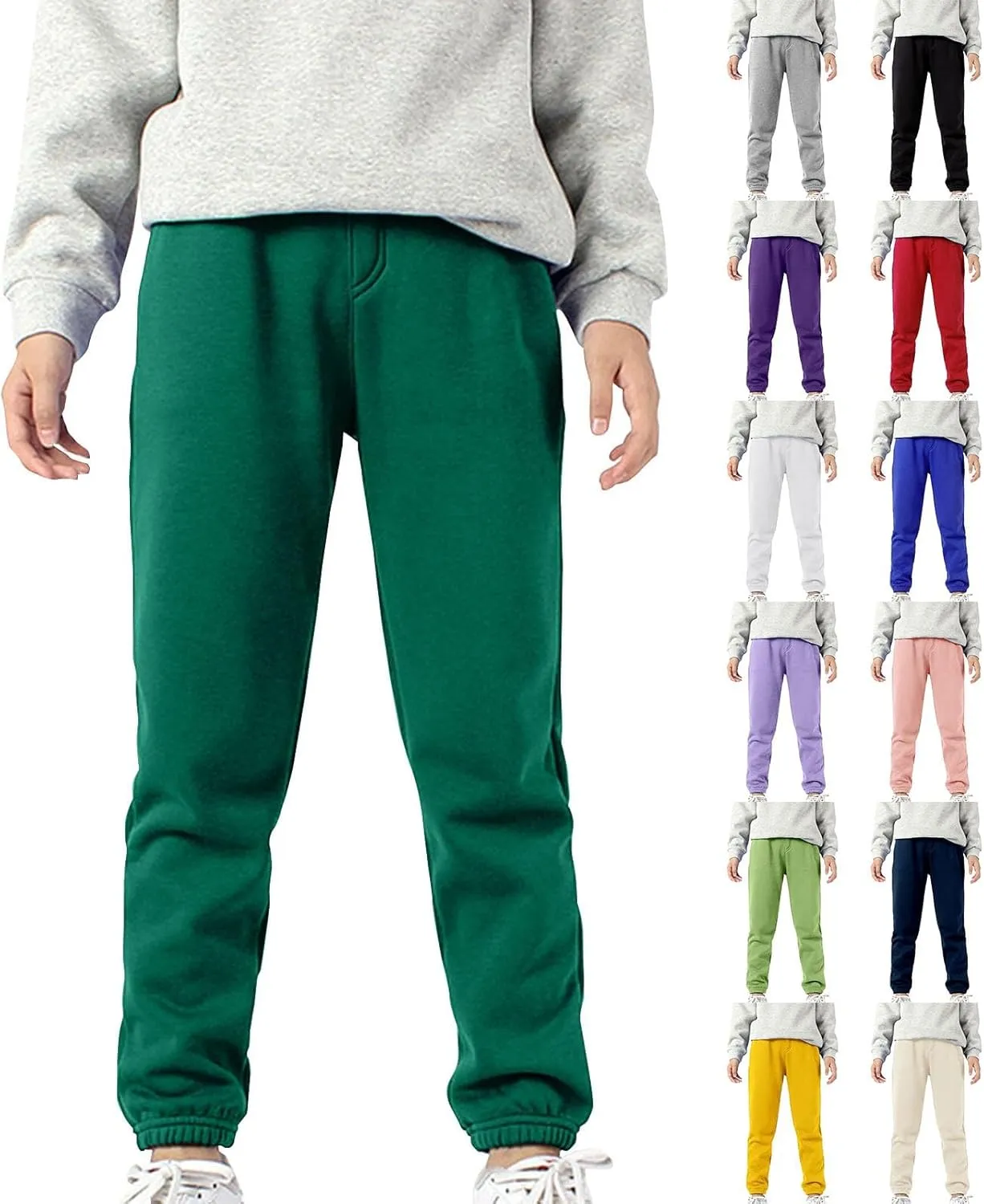 Kids Unisex Cotton Sweatpants Drawstring Plain Jogger Pants for Boys Girls Soft Pull-on Athletic Bottom Baby Boys Pants