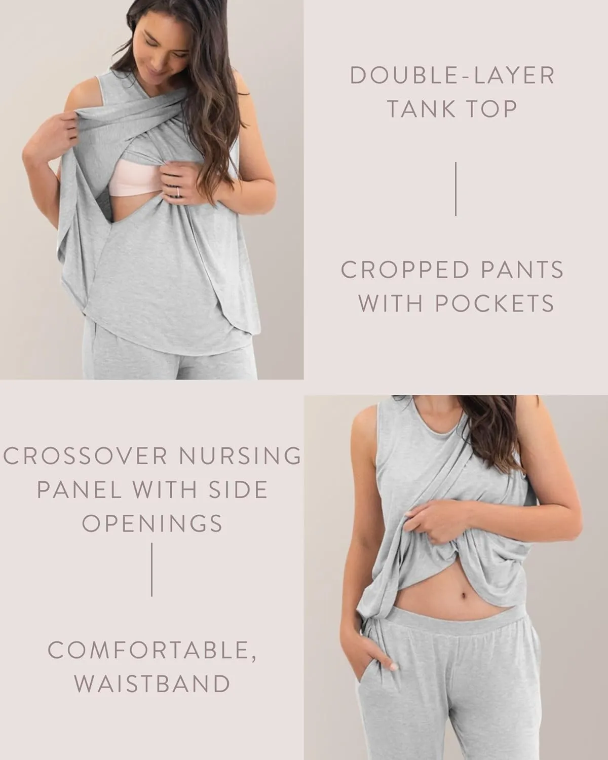 Kindred Bravely Tulip Hem Short Sleeve Maternity Pajama Lounge Set