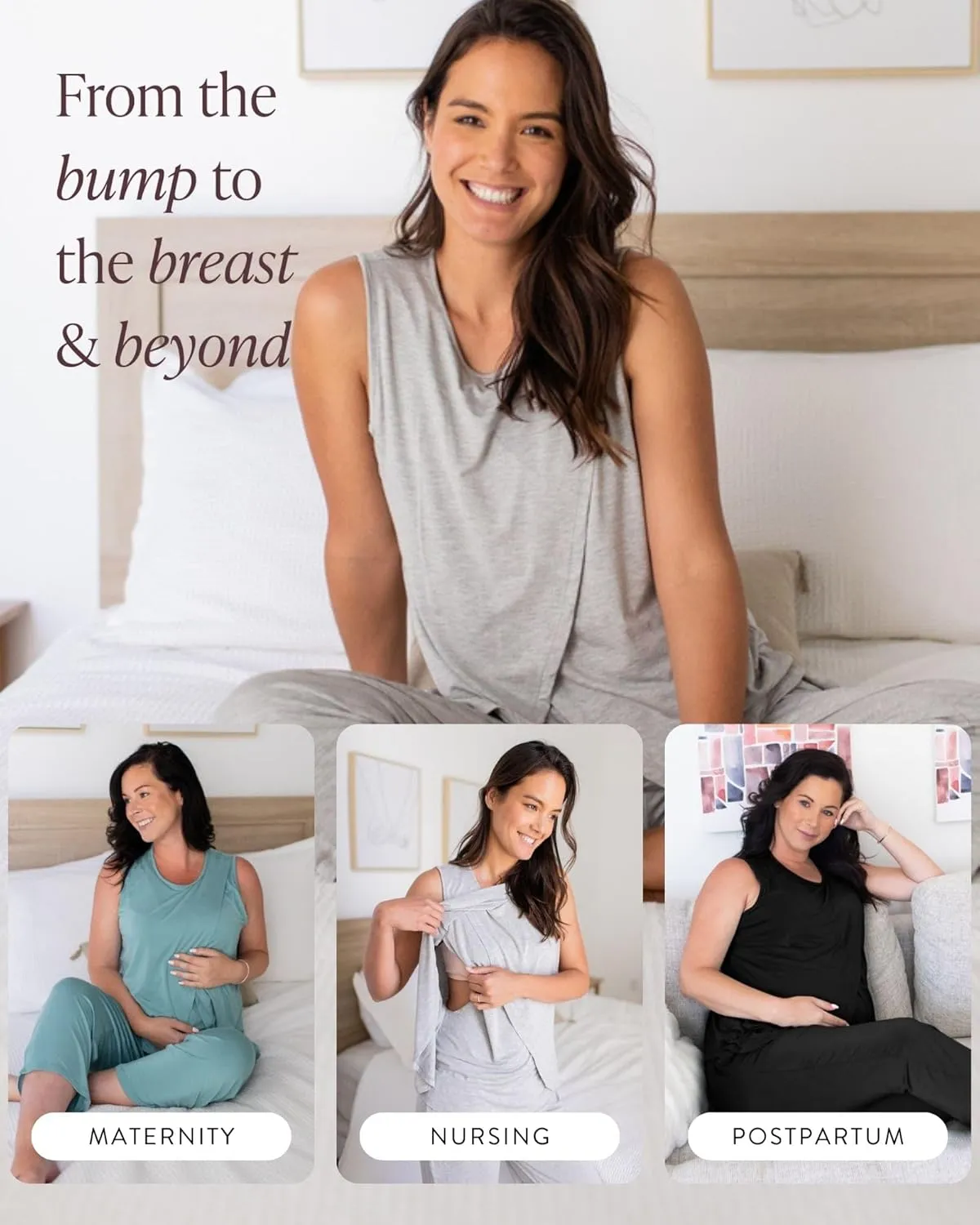 Kindred Bravely Tulip Hem Short Sleeve Maternity Pajama Lounge Set