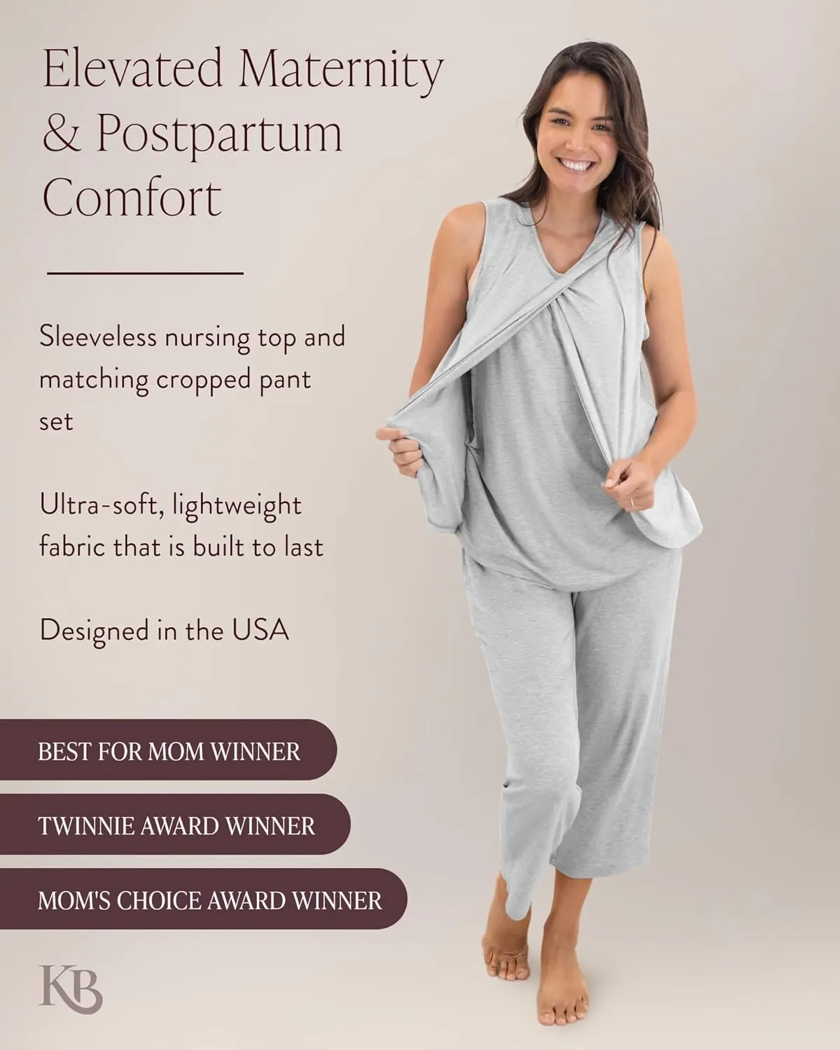 Kindred Bravely Tulip Hem Short Sleeve Maternity Pajama Lounge Set