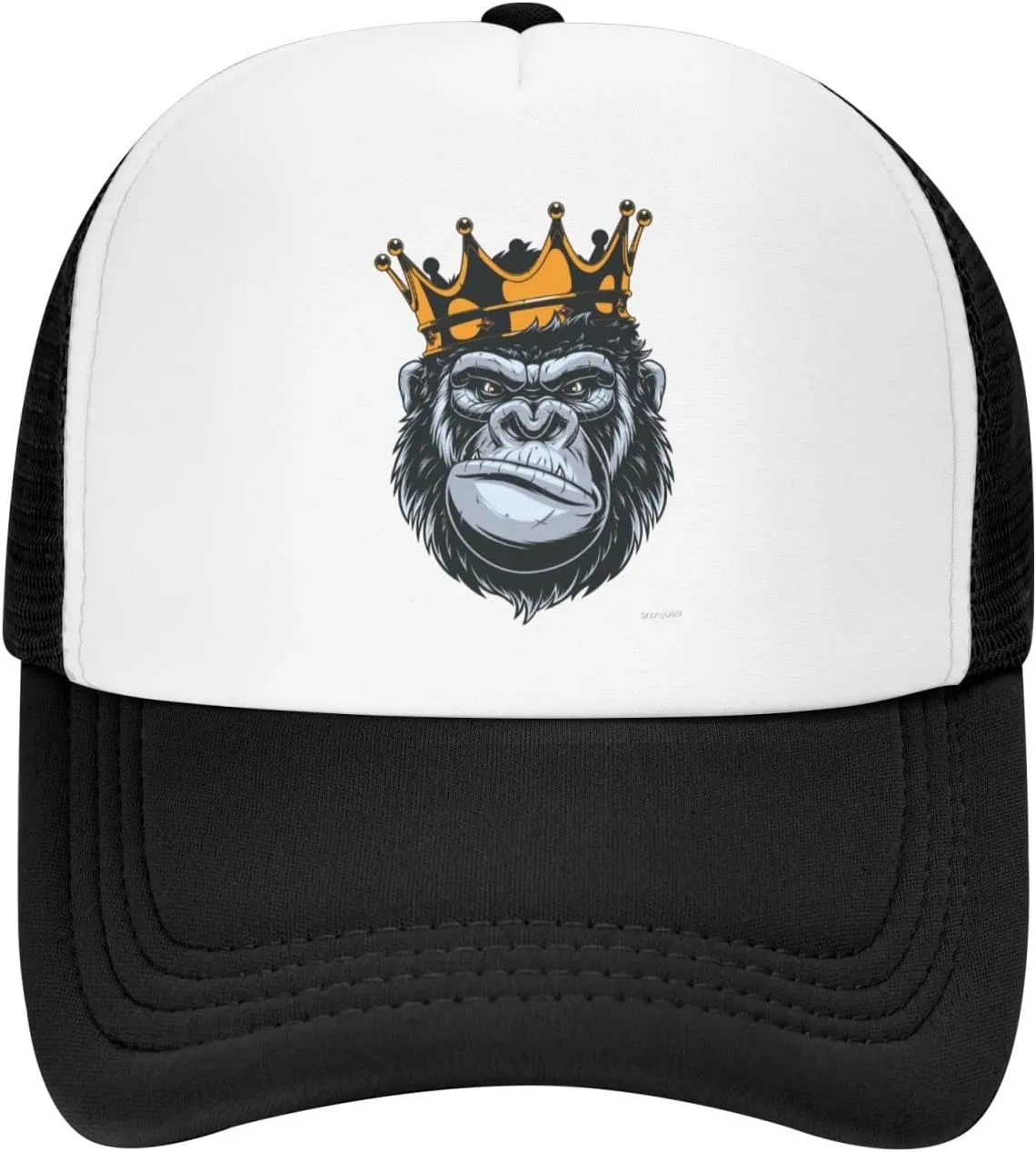 King Gorilla Ape Monkey Aldult Baseball Cap Mesh Trucker Hat Adjustable Sun Protection Snapback Hat Unisex Black