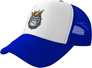 King Gorilla Ape Monkey Aldult Baseball Cap Mesh Trucker Hat Adjustable Sun Protection Snapback Hat Unisex Black