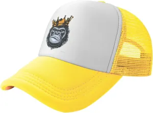 King Gorilla Ape Monkey Aldult Baseball Cap Mesh Trucker Hat Adjustable Sun Protection Snapback Hat Unisex Black