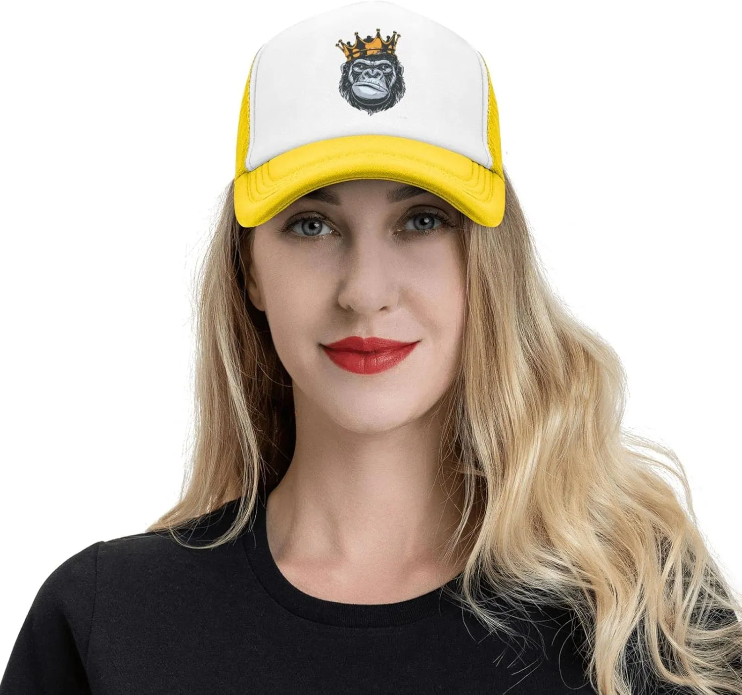 King Gorilla Ape Monkey Aldult Baseball Cap Mesh Trucker Hat Adjustable Sun Protection Snapback Hat Unisex Black