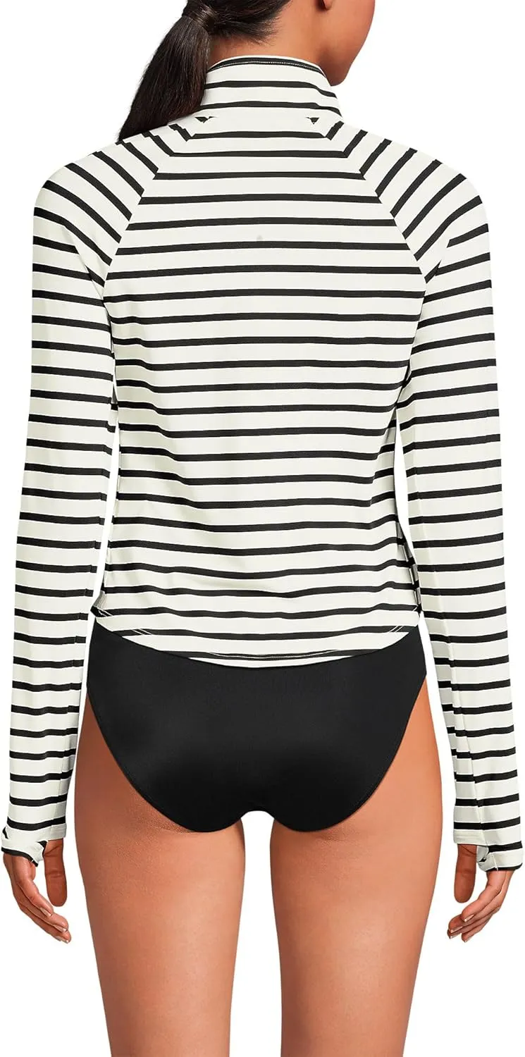 Lands' End Women's Long Sleeve Rash Guard Cover-up UPF 50