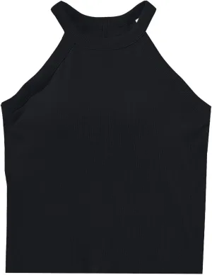 Lastesso Tank Tops with Built in Bras Sleeveless Racerback Casual Basic Ribbed Shirts High Neck Slim Fitted Crop Shirts