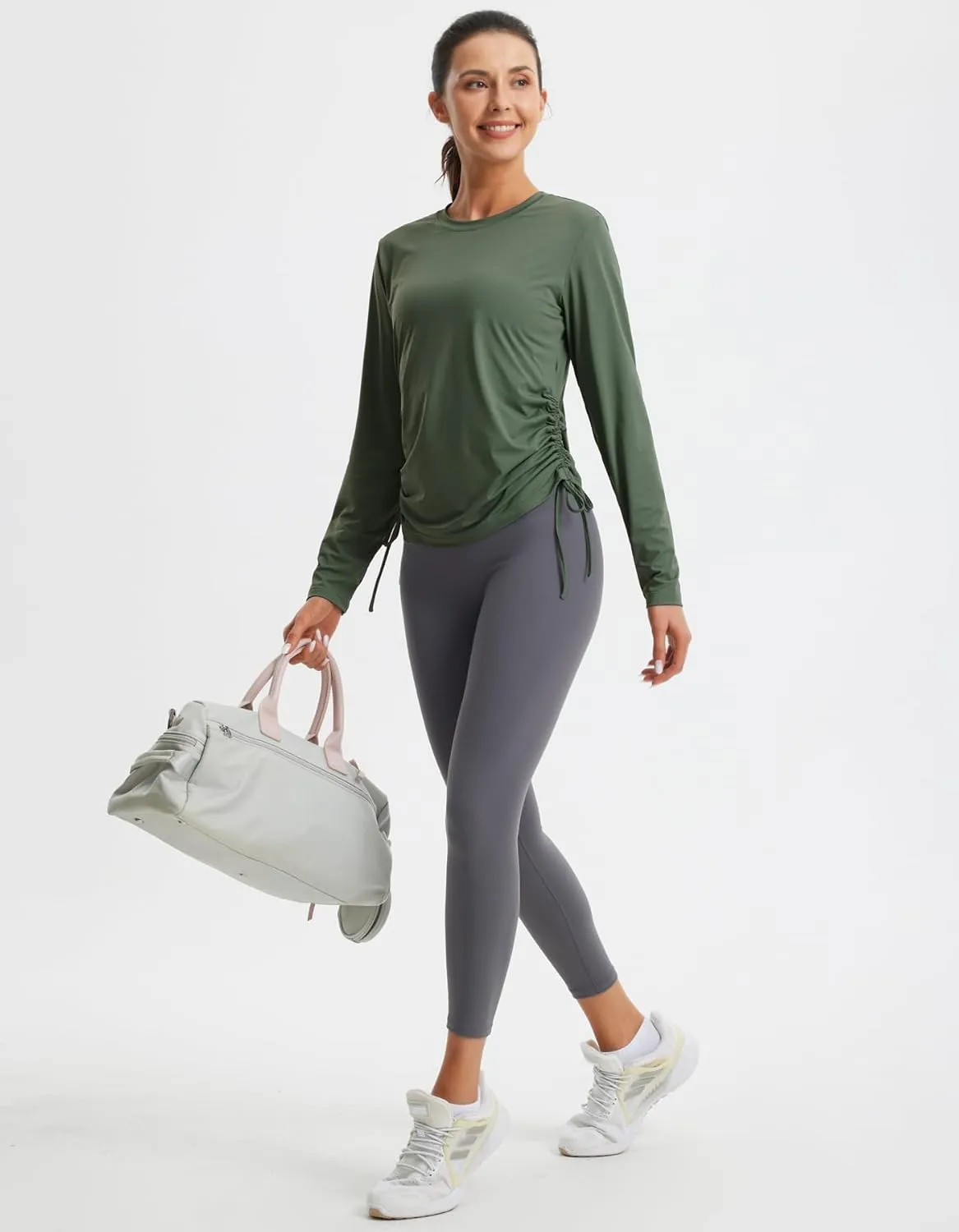 Libin Women's Long Sleeve Workout Tops UPF 50  Sun Protection Shirts Open Back Quick Dry Athletic Yoga Running T Shirt